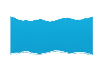 Blue empty ripped paper banner with uneven edges creating copy space, ready for your message on transparent background