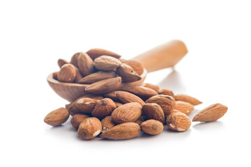 Almond kernel nuts isolated on white background.