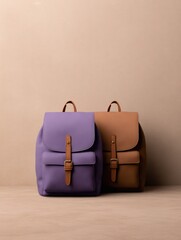 Two Stylish Backpacks Resting Side-By-Side Create a Minimalist Scene of Potential Adventures and Everyday Essentials