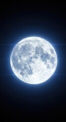 Fototapeta premium Bright Full Moon Glowing in Starry Night Sky