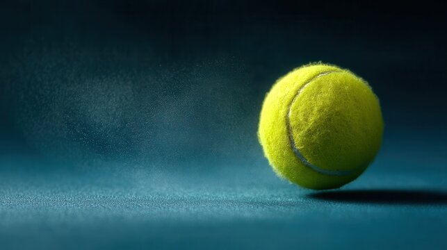 A Crisp Close-Up of a Tennis Ball Hovering Over a Blue Court During an Intense Match - Powered by Adobe