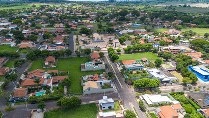 Aerial View of Town Square and Church at Termas de Ibirá – São Paulo, Brazil