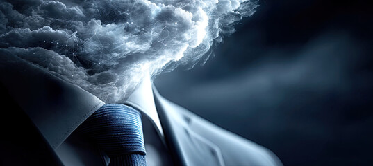 Businessman head cloud network idea technology concept