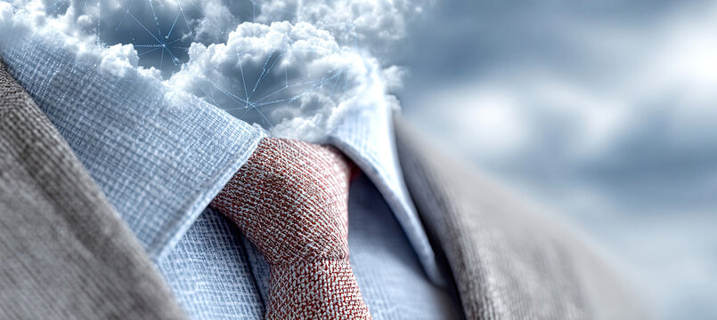 Businessman thinking about cloud computing network technology