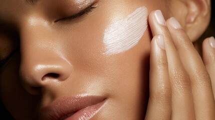 Sun's Embrace a Close-Up of a Latina Applying Luminous Sun Protection on Her Face, Showcasing Vibrant Skin Health