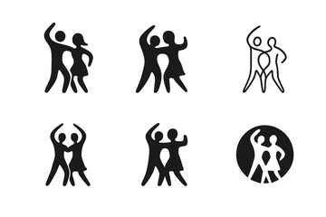 Nightlife Logo Variations. Nightlife. Icon set. Set Logo of Nightlife: Dancing silhouettes. harmonious logo variations of the same emblematic concept, each