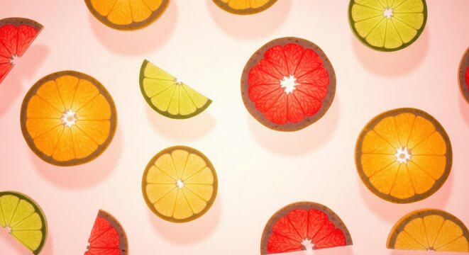 Fresh Citrus Slices Vibrant Healthy Pattern Background