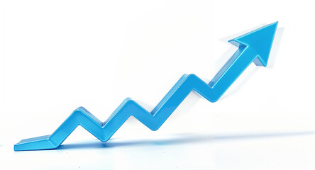 business graph with arrow on white background