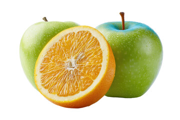 Two green apples and a sliced orange (1)