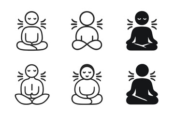 Mindfulness Logo Variations. Learning mindfulness for stress relief. Icon set. Set Logo of Learning mindfulness for stress relief: Breathing icon. harmonious