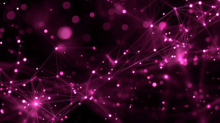 Obraz premium electric magenta light points with crystalline connecting lines, scattered bokeh sparks, dark cosmic backdrop.
