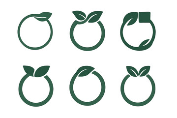 Edible Packaging Icons. Edible packaging innovations. Icon set. Set Logo of edible packaging innovations: capsule containing drinkable portion. harmonious logo