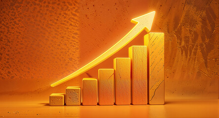 business graph with golden arrow