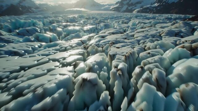 Glacier Ice Landscape, Iceland. Frozen Water, Winter Scenery