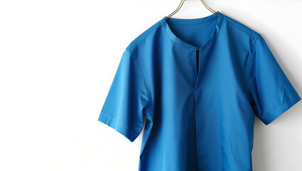 Bright Blue Casual Short-Sleeve Popover Tunic Shirt