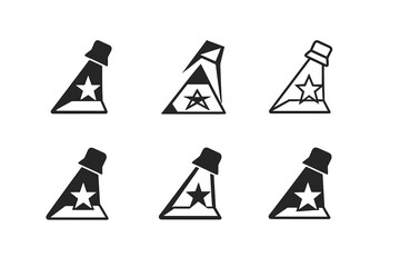 Hollywood Logo Variations. Hollywood Boulevard. Icon set. Set Logo of Hollywood Boulevard: star-studded spotlight sweeping across pavement. harmonious logo