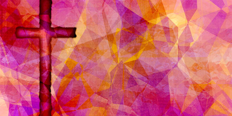 dark cross on warm textural polygon background
