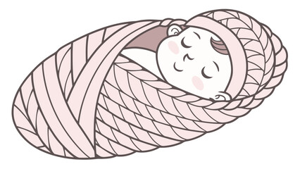 Sweet newborn wrapped in cozy knitted cocoon resting peacefully with closed eyes. Newborn setup includes soft, plush fabric and gentle tones, creating a serene environment for adorable sleep.