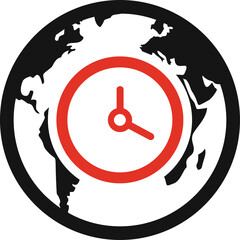 Global Time Clock Icon Represents Worldwide Time Zones And International Business Operations In A Clean Design