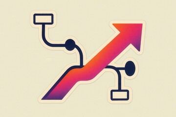 Abstract growth trajectory illustration showcasing dynamic connections with gradient lines depicting progress, evolution, and future potential in business contexts