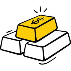 Gold Bars With Dollar Sign Stacked To Represent Wealth and Financial Success on Transparent Background