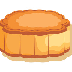 Golden Brown Round Baked Pastry with Fluted Edges and Subtle Shadow on Transparent Background