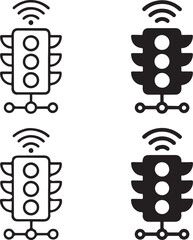 Isolated Smart Traffic System black vector icon, smart traffic system icon, transport icon, black traffic network graphic for planners, buyer focused intelligent mobility design