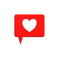 3d heart with speech bubble. Speech chat bubble icon with heart, love symbol, chat icon, speech icon.