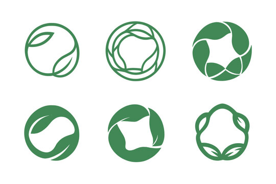Edible Packaging Icons. Edible packaging innovations. Icon set. Set Logo of edible packaging innovations: capsule containing drinkable portion. harmonious logo