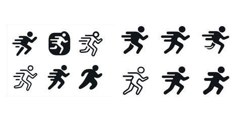 Fototapeta premium Collection of dynamic running icons in various styles and designs