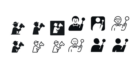 Diverse stick figure icons showing people with different activities and outfits