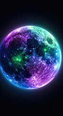 Fototapeta premium Colorful Alien Planet in Deep Space with Stars