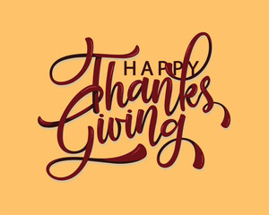 Happy thanksgiving calligraphy text image, happy thanksgiving greeting card, thanksgiving wishes vector, thanksgiving design for mockups png svg 