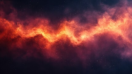 Fototapeta premium A Vibrant Nebula of Fiery Orange and Red Hues Swirling Through the Darkness of Space