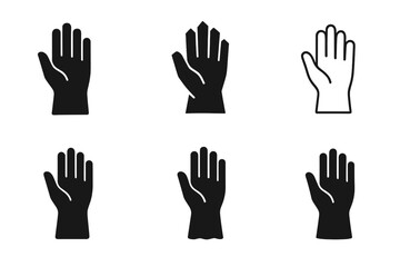 Obraz premium Rubber Gloves Icons. Rubber Gloves. Icon set. Set Logo of Rubber Gloves: Glove on hand. harmonious logo variations of the same emblematic concept (Flat solid,