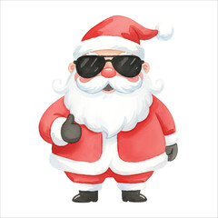 Santa Claus Wearing Sunglasses Vector Isolated on White Background Christmas
