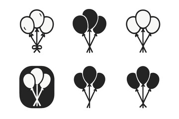 Balloons Icon Set. Balloons. Icon set. Set Logo of Balloons: Balloon bouquet. harmonious logo variations of the same emblematic concept (Stylized detail,