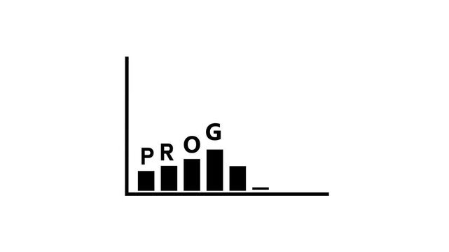 Animated Bar Chart with Letters Forming the Word Progress. This video is an animated bar chart with an alpha channel on a transparent background.