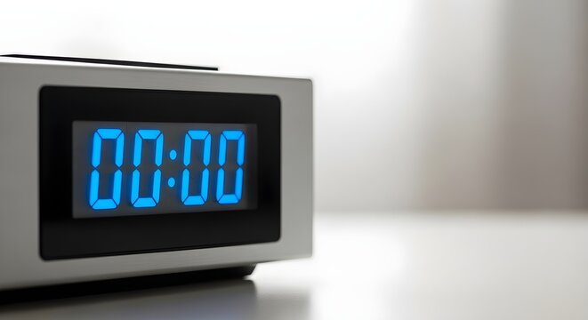 Digital clock displaying midnight at 0000, time management and accuracy importance