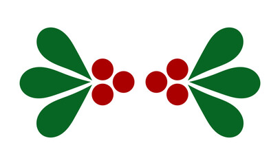 Holly berries Christmas mistletoe decoration. Christmas plant symbol design element. Vector illustration.