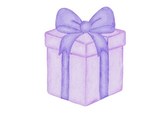 watercolor lilac gift box illustration 