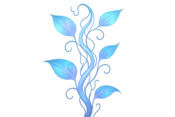 Obraz premium Glowing magic plant vine with mystical blue leaves and tendrils, fantasy nature illustration on transparent background