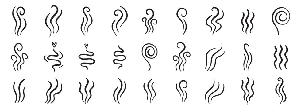 hot steam icon design line element, doodle smell sign, wave symbol. hot drink lines