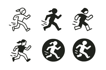 Naklejka premium Playful Kids Icons. Chasing kids in the yard. Icon set. Set Logo of Chasing kids in the yard: garden with toys scattered. harmonious logo variations of the