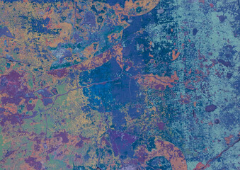 aged background made of spilled blue paint