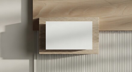 Minimalist Blank Square Card Mockup on Natural Wooden Background with Aesthetic Shadows, Ideal for Brand Presentation and Stationery Design