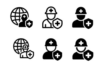 Fototapeta premium Global Preparedness Logos. Global preparedness. Icon set. Set Logo of Global preparedness: Disaster response team. harmonious logo variations of the same