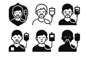 Chronic Condition Icons. The quiet sorrow of living with chronic conditions. Icon set. Set Logo of The quiet sorrow of living with chronic conditions: Person