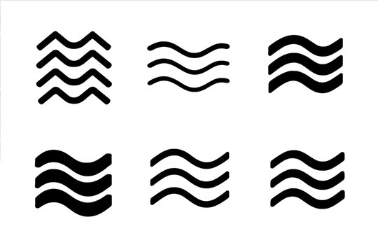 Postmark Logo Set. Postmark ink. Icon set. Set Logo of cancellation mark: wavy postal lines. harmonious logo variations of the same emblematic concept, each