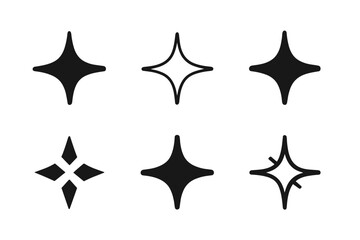 Obraz premium Starburst Logo Variations. Bright light in dark. Icon set. Set Logo of bright light in dark: starburst symbol. harmonious logo variations of the same